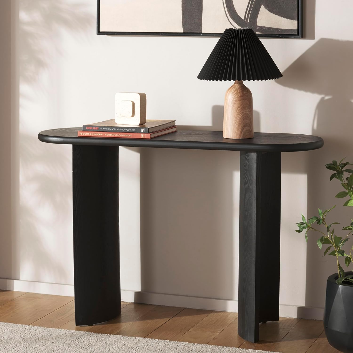 SAFAVIEH Home Collection Koka Black Oval Top Console Table (Fully Assembled)