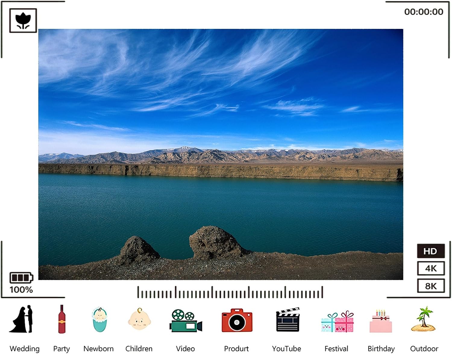 Trykid 20x10ft Turquoise Lake Backdrop Snow Capped Mountains Desert Cliffs Clear Blue Sky Rugged Terrain Photography Background Countryside Wedding Party Decoration Photo Booth Prop Fabric
