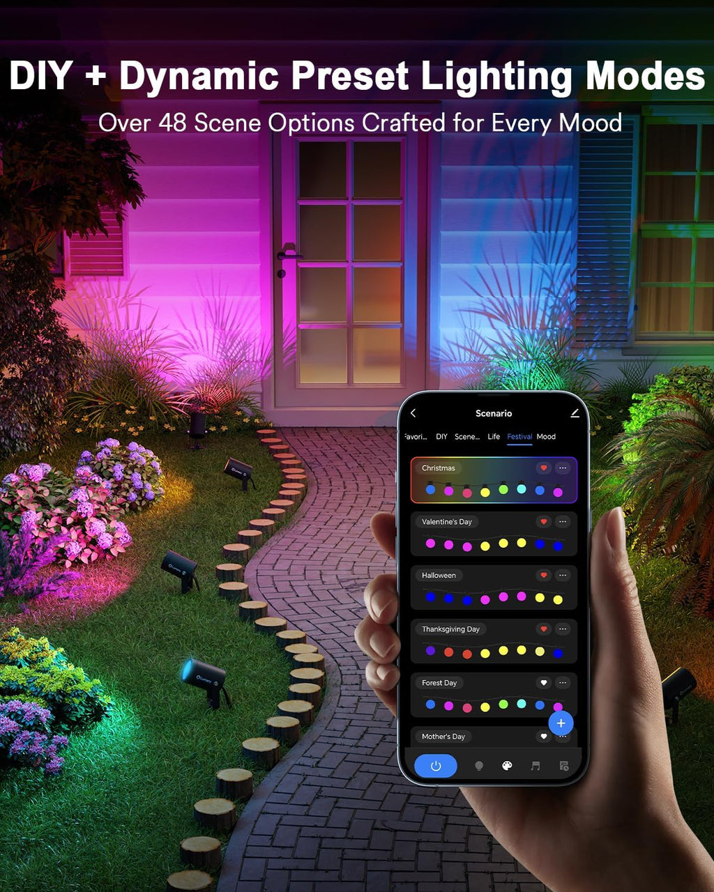 Lumary Smart Landscape Lights Pro 500LM, 6 Pack Color Changing Landscape Spotlights IP65 Waterproof, RGBAICW Low Voltage Outdoor Lights for Garden Yard and Pathway, APP/Remote/Voice Control, 65FT