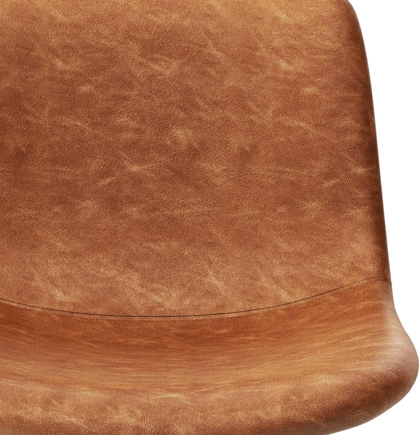 SIMPLIHOME Jolie Contemporary 28 inch Bar Stool (Set of 2) in Camel Brown Vegan Faux Leather for the Dining Room and Kitchen