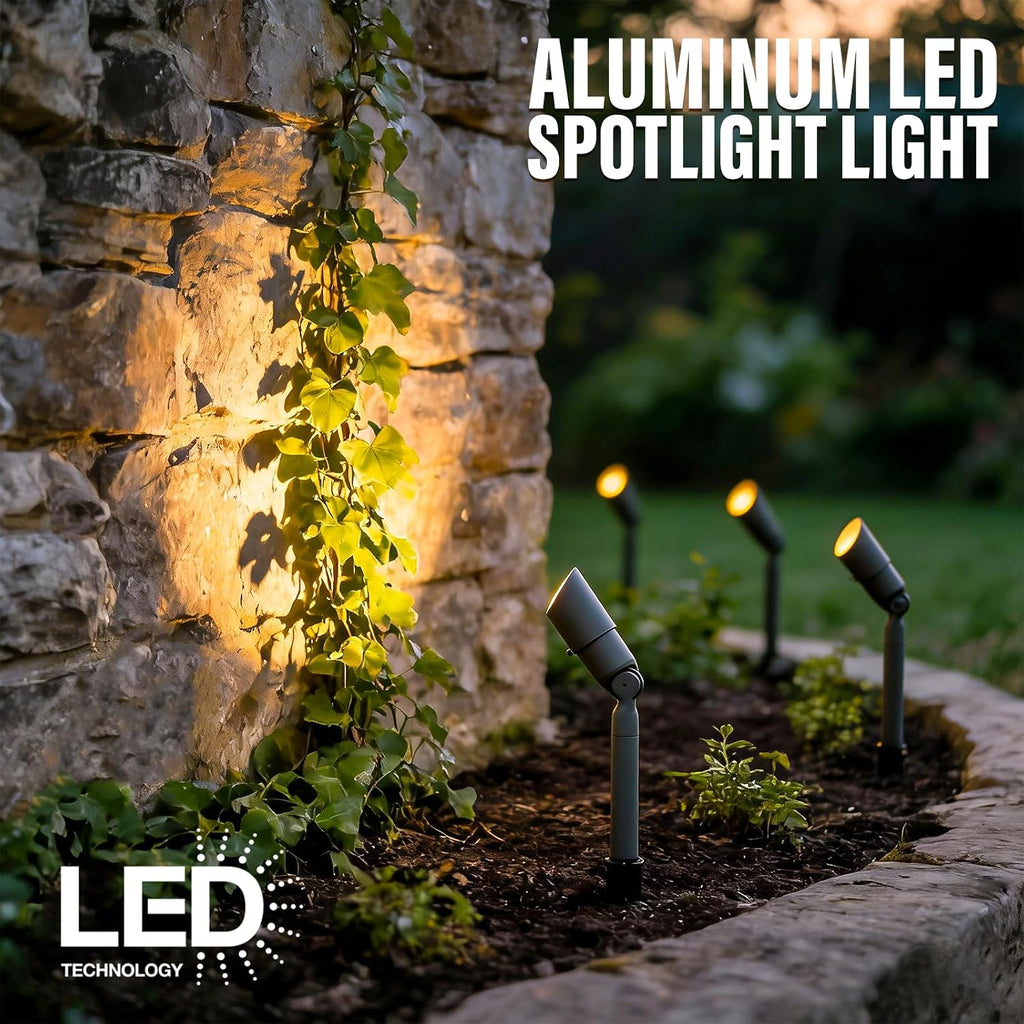 VENUS MANUFACTURING 16 Pack Low Voltage LED Spotlight 12V Outdoor Spot Lights Landscape Lighting 3 Watt 3000K Warm White Light Weatherproof Spot Light for Garden Trees with Spike & Connector