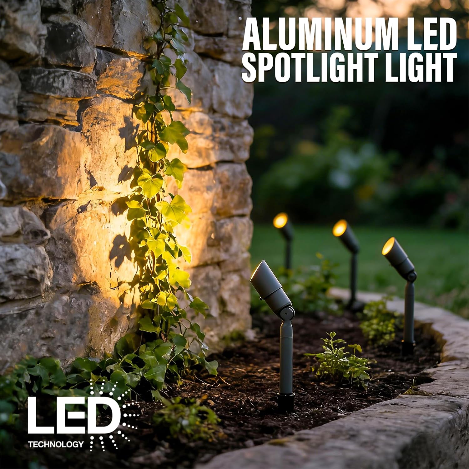 VENUS MANUFACTURING 16 Pack Low Voltage LED Spotlight 12V Outdoor Spot Lights Landscape Lighting 3 Watt 3000K Warm White Light Weatherproof Spot Light for Garden Trees with Spike & Connector