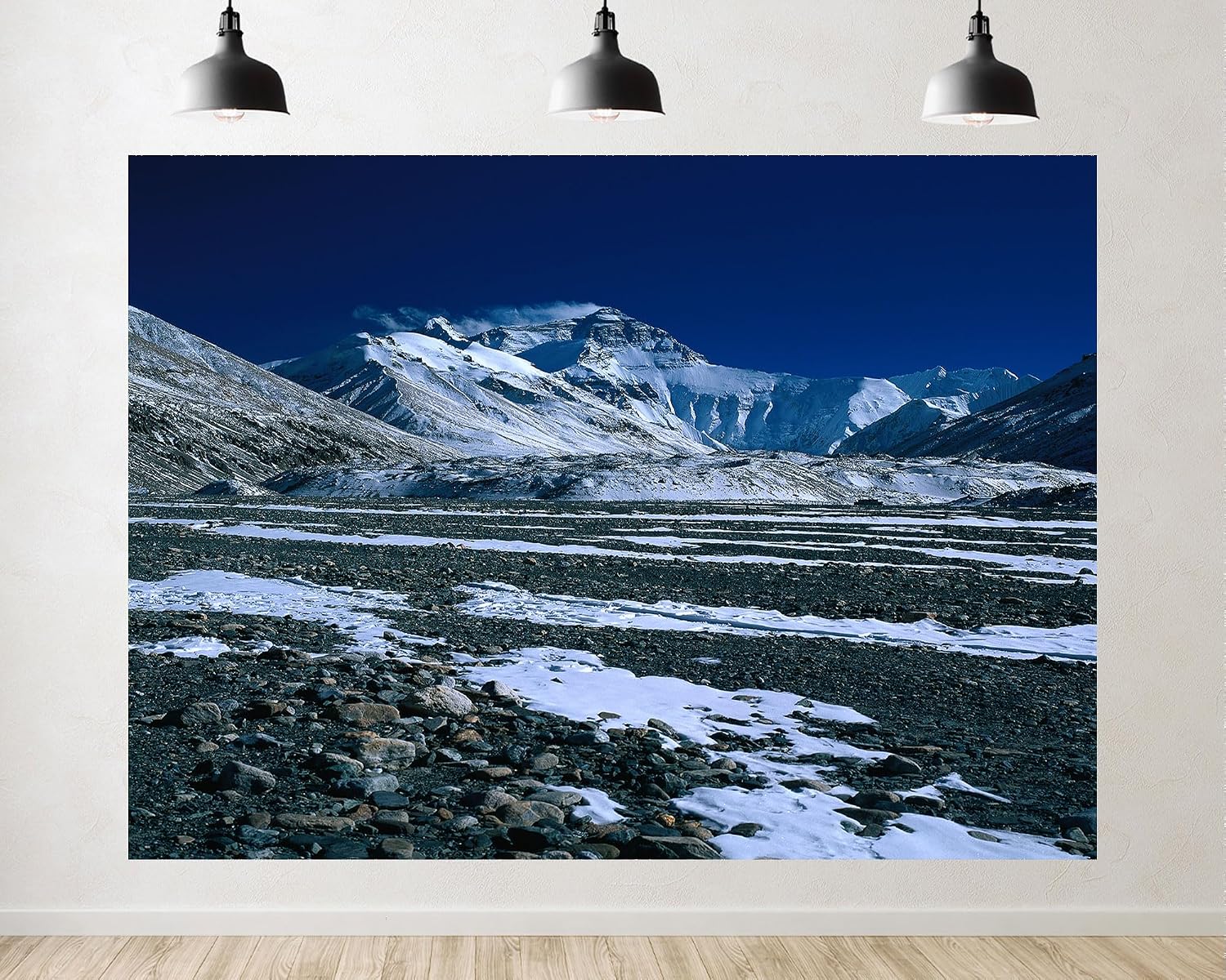 Trykid 20x10ft Glacial Valley Backdrop Snow Covered Peaks Rocky Terrain Clear Blue Sky Expansive Plains Photography Background Wedding Event Party Decoration Photo Booth Prop Fabric