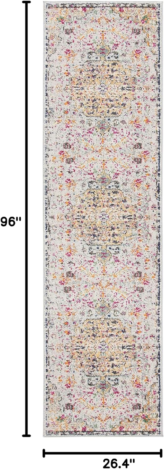 SAFAVIEH Madison Collection Runner Rug - 2'2' x 8', Grey & Gold, Boho Chic Medallion Distressed Design, Non-Shedding & Easy Care, Ideal for High Traffic Areas in Living Room, Bedroom (MAD447G)