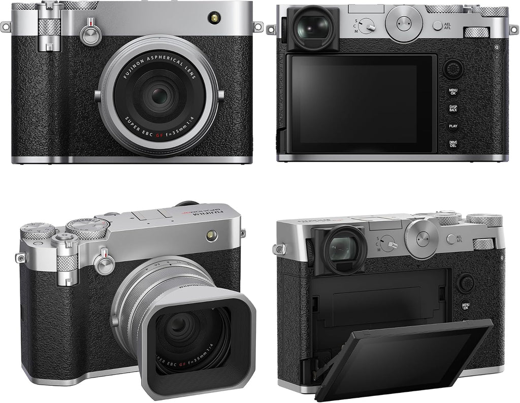 FUJIFILM GFX100RF Medium Format Mirrorless Digital Camera, 102MP BSI CMOS II Sensor Powerful Compact Rangefinder Style, 35mm F4 Lens + 2X 64GB Memory Card + More- Silver