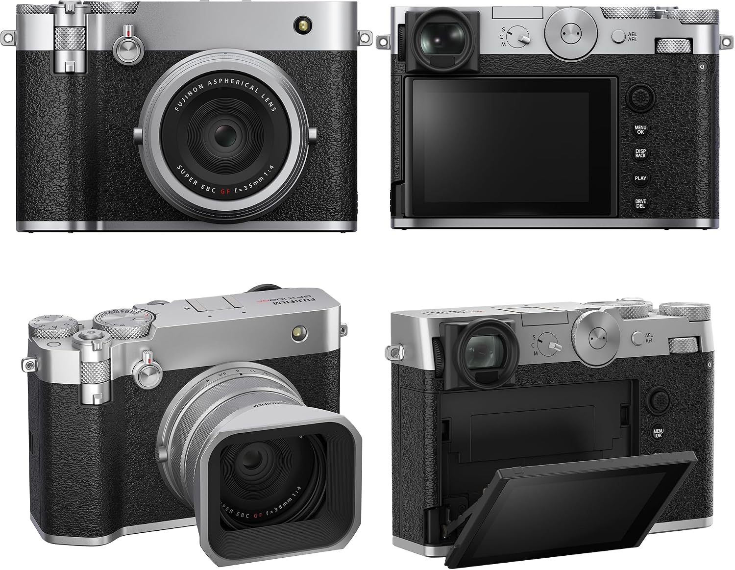 FUJIFILM GFX100RF Medium Format Mirrorless Digital Camera, 102MP BSI CMOS II Sensor Powerful Compact Rangefinder Style, 35mm F4 Lens + 2X 64GB Memory Card + More- Silver