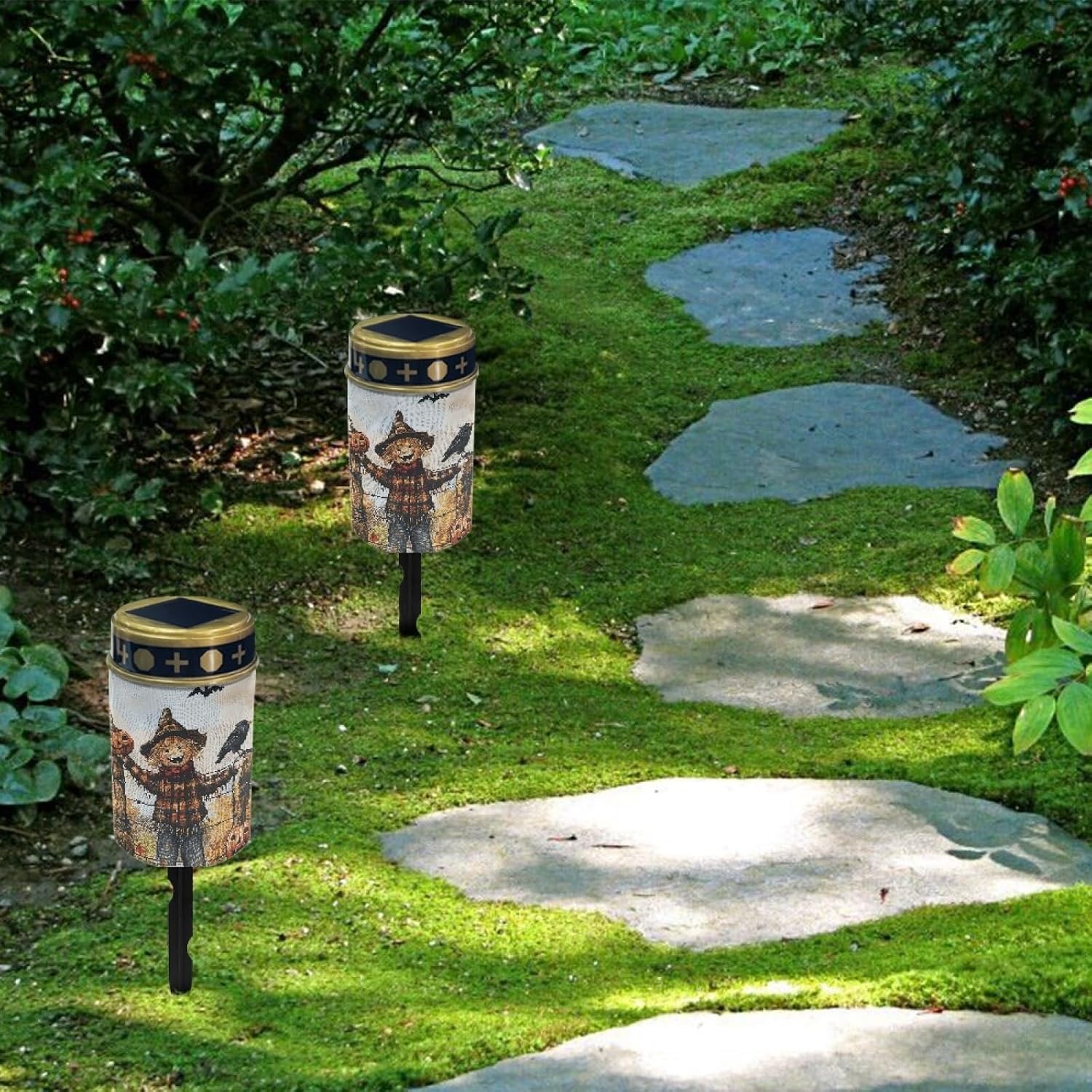 Happy Thanksgiving Day Outdoor Solar Lights Solar Stake Lights Waterproof Set of 10 Solar Walkway Lights Yard Pathway Light Solar Lantern,Wall Light Auto On/Off
