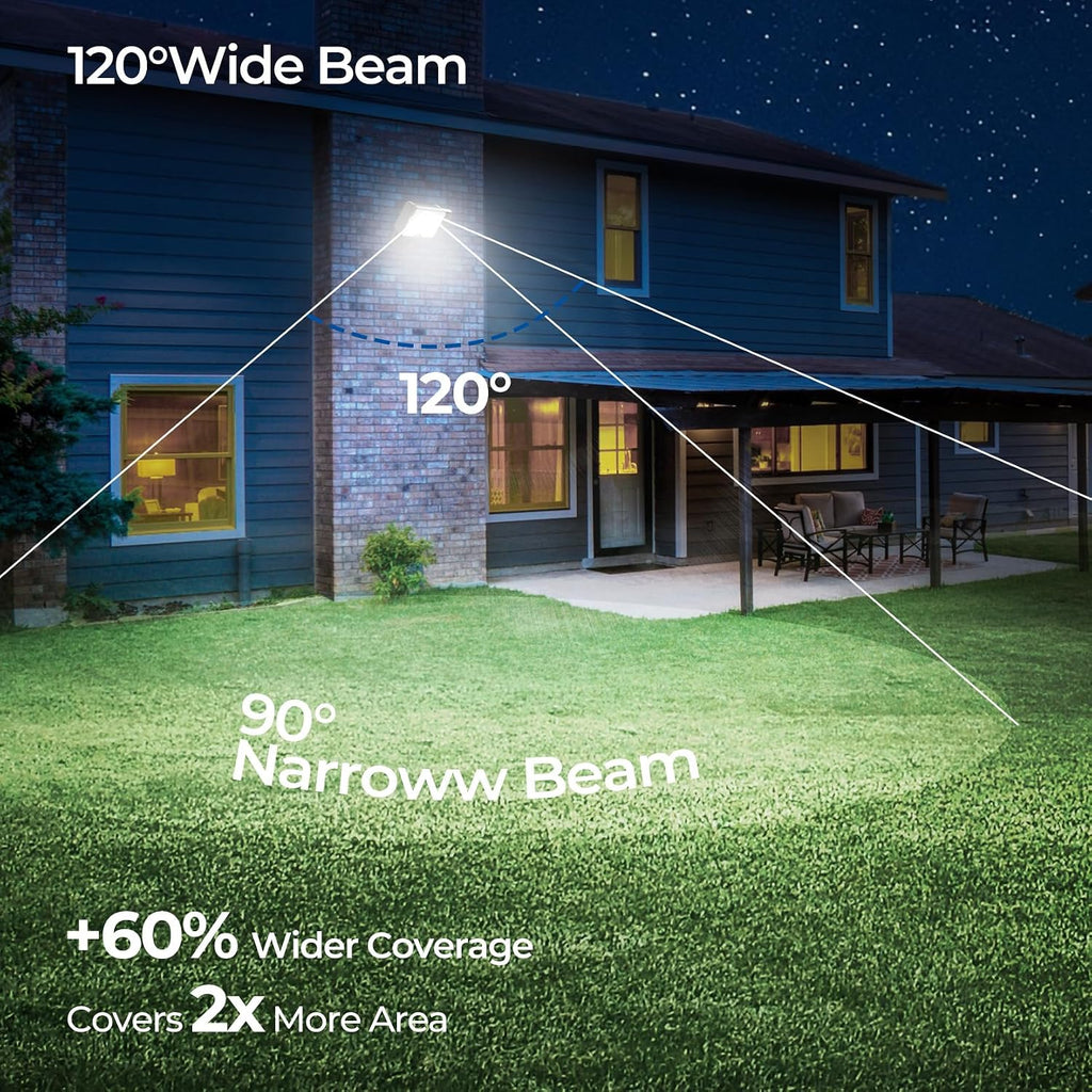 CINOTON 55W LED Flood Light 3CCT (3000K/4000K/5000K), 7700LM Dusk-to-Dawn Photocell Outdoor Security Lighting, 120V IP65 Aluminum Wall Pack for Porch/Barn, 180° Knuckle Mount, 2 Modes, ETL, 4 Pack