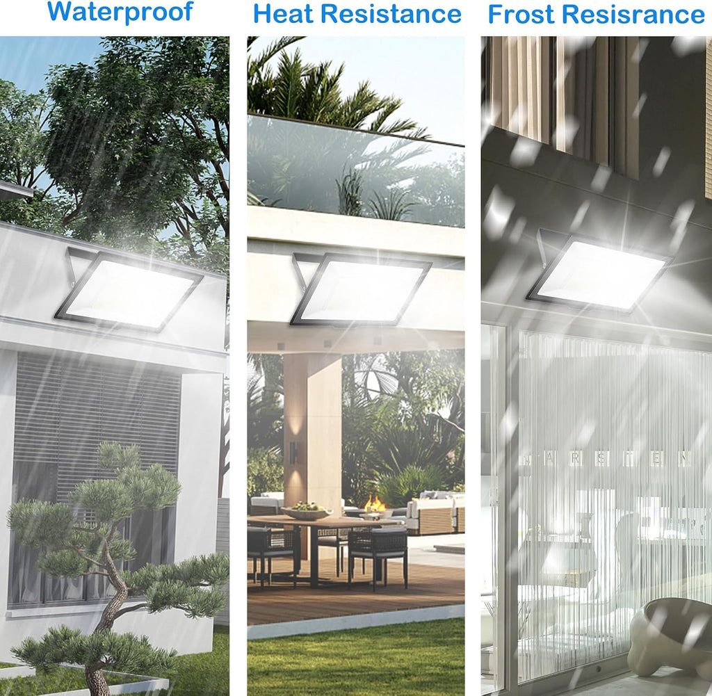 500W LED Flood Lights Outdoor 2 Pack, IP66 Waterproof, 6000K Daylight White Security Lights Outside Bulb, Exterior Wall Lights for Yard Stadium Garden