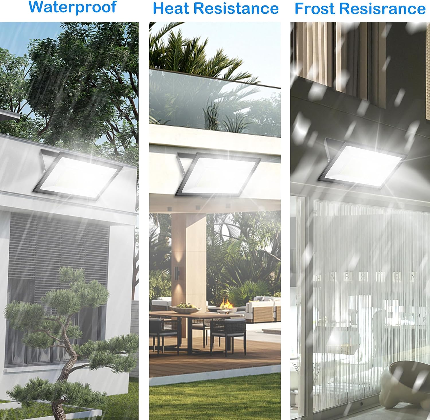 500W LED Flood Lights Outdoor 2 Pack, IP66 Waterproof, 6000K Daylight White Security Lights Outside Bulb, Exterior Wall Lights for Yard Stadium Garden