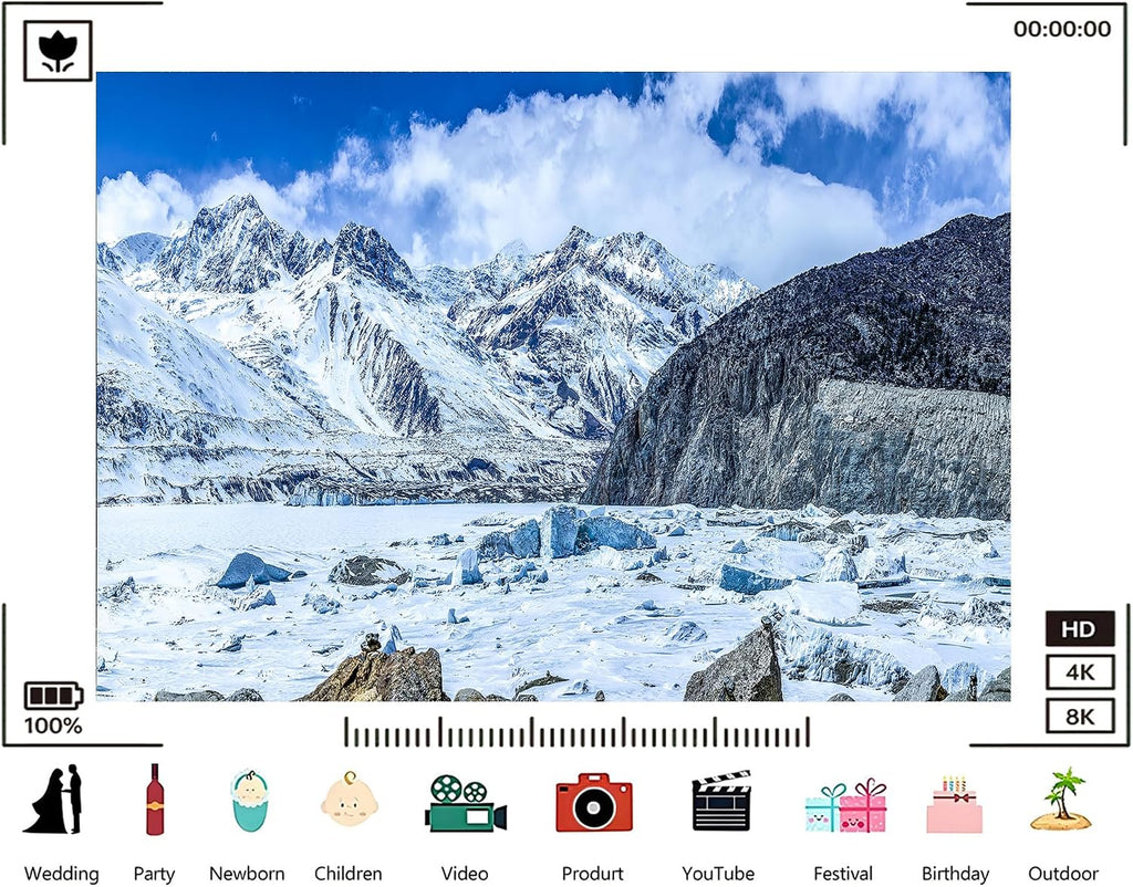 Trykid 20x10ft Glacier Lake Snow Mountain Backdrop Scenic Ice Floes Rocky Peak Clear Sky Photography Background Outdoor Adventure Party Decoration Photo Booth Prop Fabric