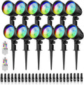 Low Voltage Landscape Lighting, 15W RGB Color Changing Landscape Lights with Remote, AC/DC 12V-24V Christmas LED Landscape Lighting Kit, IP66 Waterproof Spotlight for Yard Garden Path (12Pack)