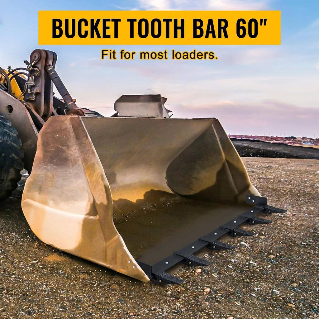 Bucket Tooth Bar for Tractor, 59inch Clamp On Debris Forks 4000 Lb Capacity for Loader Or Skid Steer Heavy Duty Bucket Tooth Kit