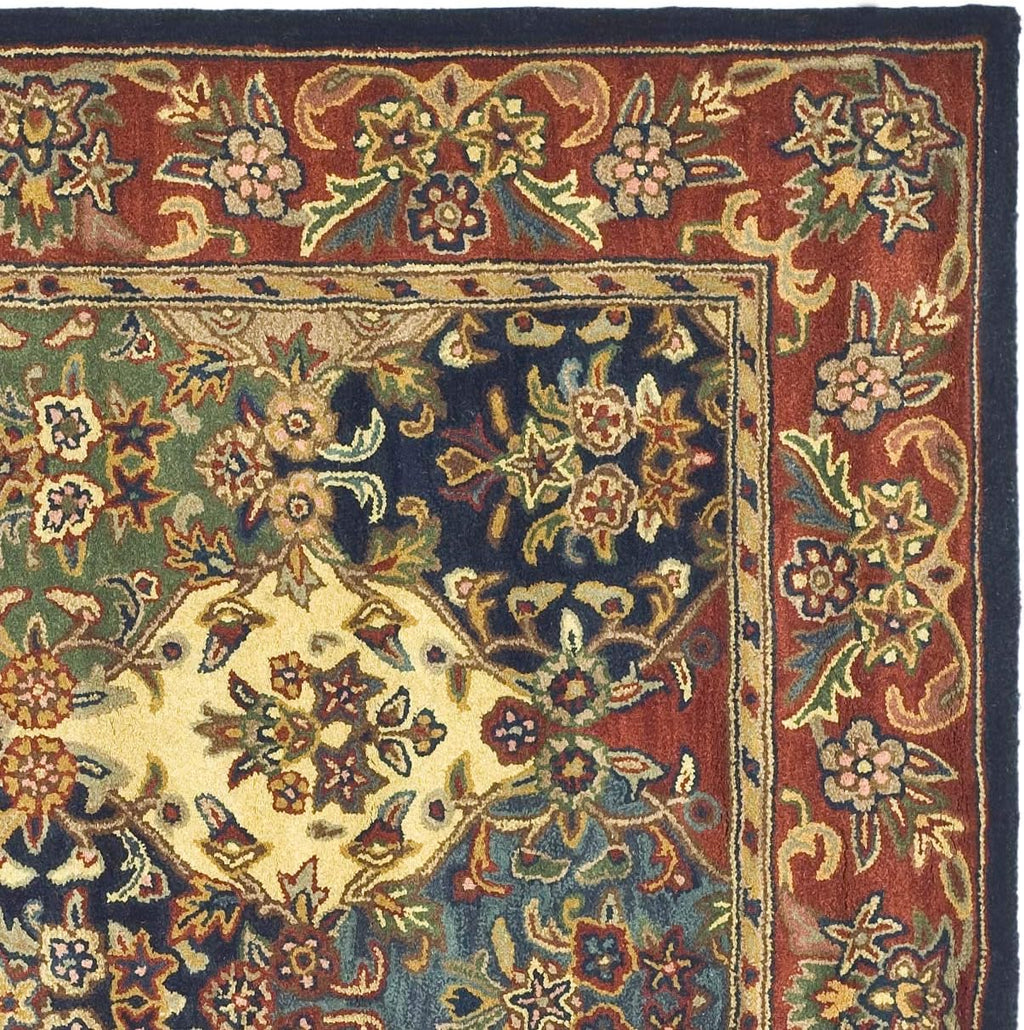 SAFAVIEH Heritage Collection Area Rug - 6' Square, Multi & Burgundy, Handmade Traditional Oriental Wool, Ideal for High Traffic Areas in Living Room, Bedroom (HG911A)