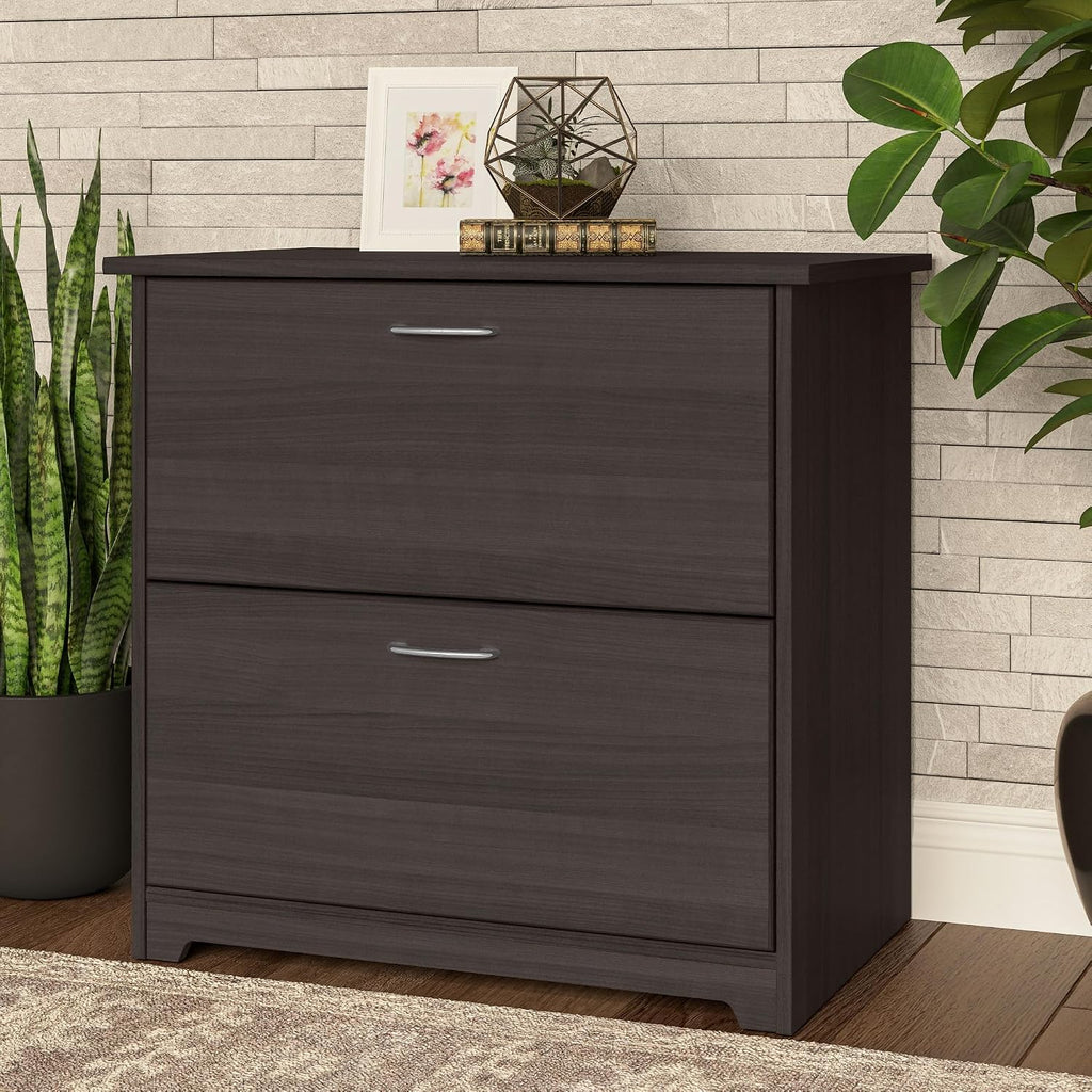 Bush Home Cabot 2 Drawer Lateral File Cabinet in Heather Gray, Home Office Chest for Letter, Legal, and A4-size Document Storage
