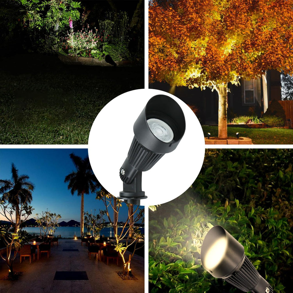 Lumina Lighting® 5W Landscape Lighting 12V Landscape Lights Low Voltage Landscape Spotlights Warm White Waterproof Outdoor Replaceable LED Bulb for Garden,Lawn,Porch,Patio and Yard (Black) (6-Pack)