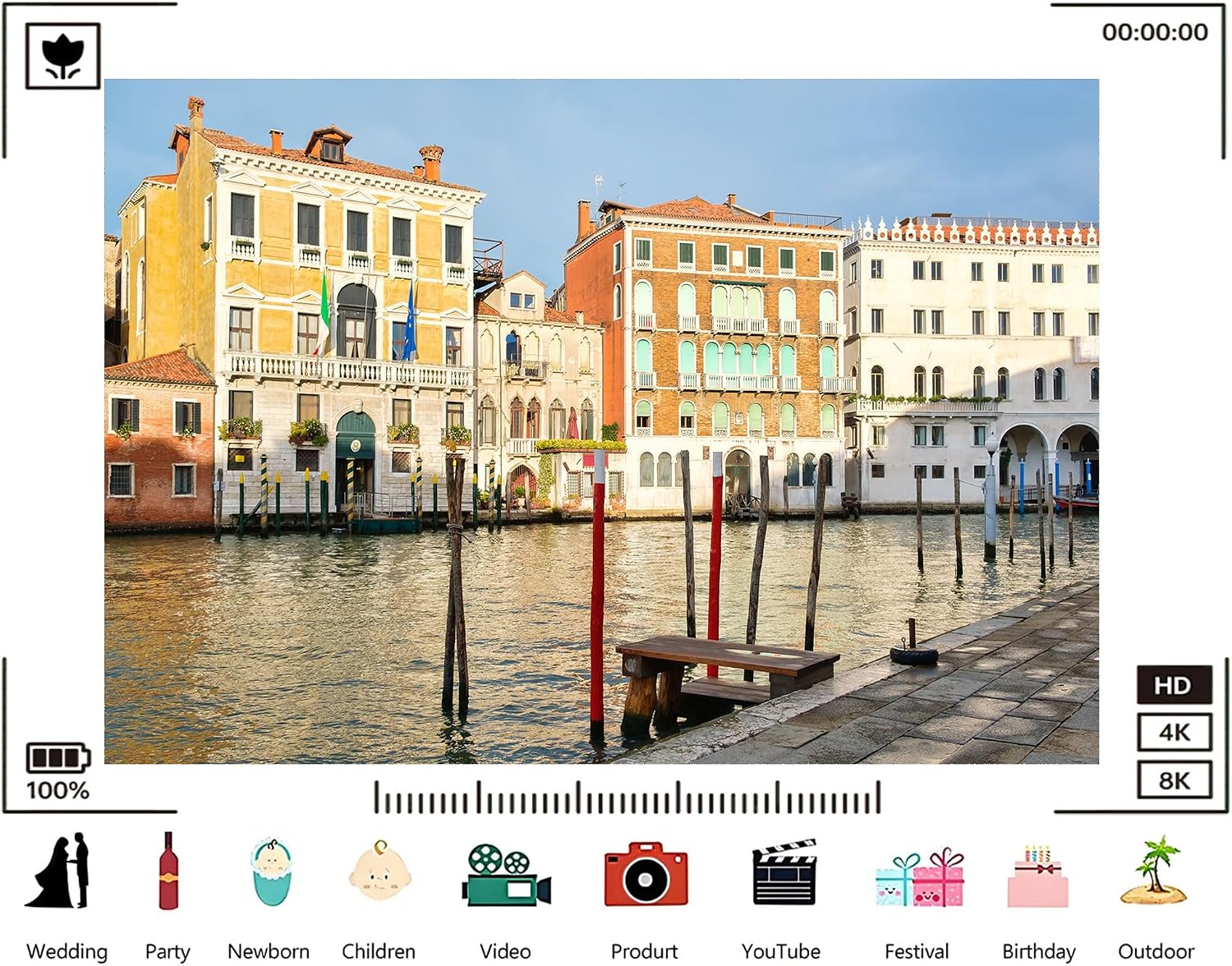 Trykid 20x10ft Venice Grand Canal Backdrop Colorful Palaces Mooring Poles Waterfront Promenade Historic Architecture Photography Background Wedding Party Decoration Photo Booth Prop Fabric