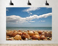 Trykid 20x10ft Tropical Seashell Beach Backdrop Clear Blue Water White Foam Pebbled Shore Photography Background Coastal Vacation Paradise Tapestry Party Decoration Photo Studio Prop Fabric