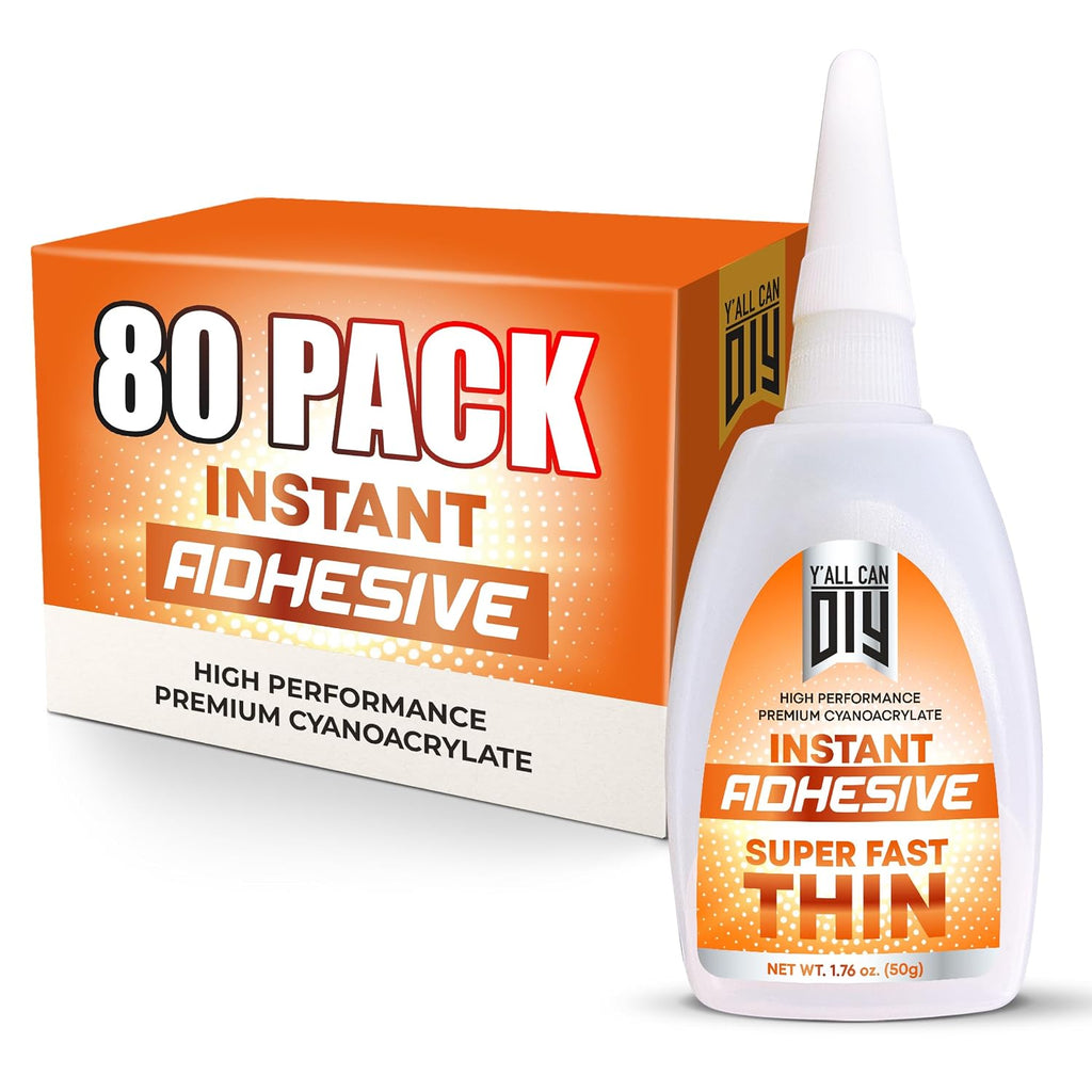 80 Pk X 1.76 Oz. (50g) CA Glue - Thin Cyanoacrylate Based Super Glue for Woodworking - Model Car Adhesive, Strong Bonds in Model Airplane, Wood Projects. Fast Drying, Instant Wood Bond