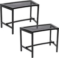 Sunnydaze Mesh Outdoor Curved Bench - Metal Patio Bench Set - Heavy-Duty Outdoor Seats for Backyard or Fire Pit - Black - Set of 2