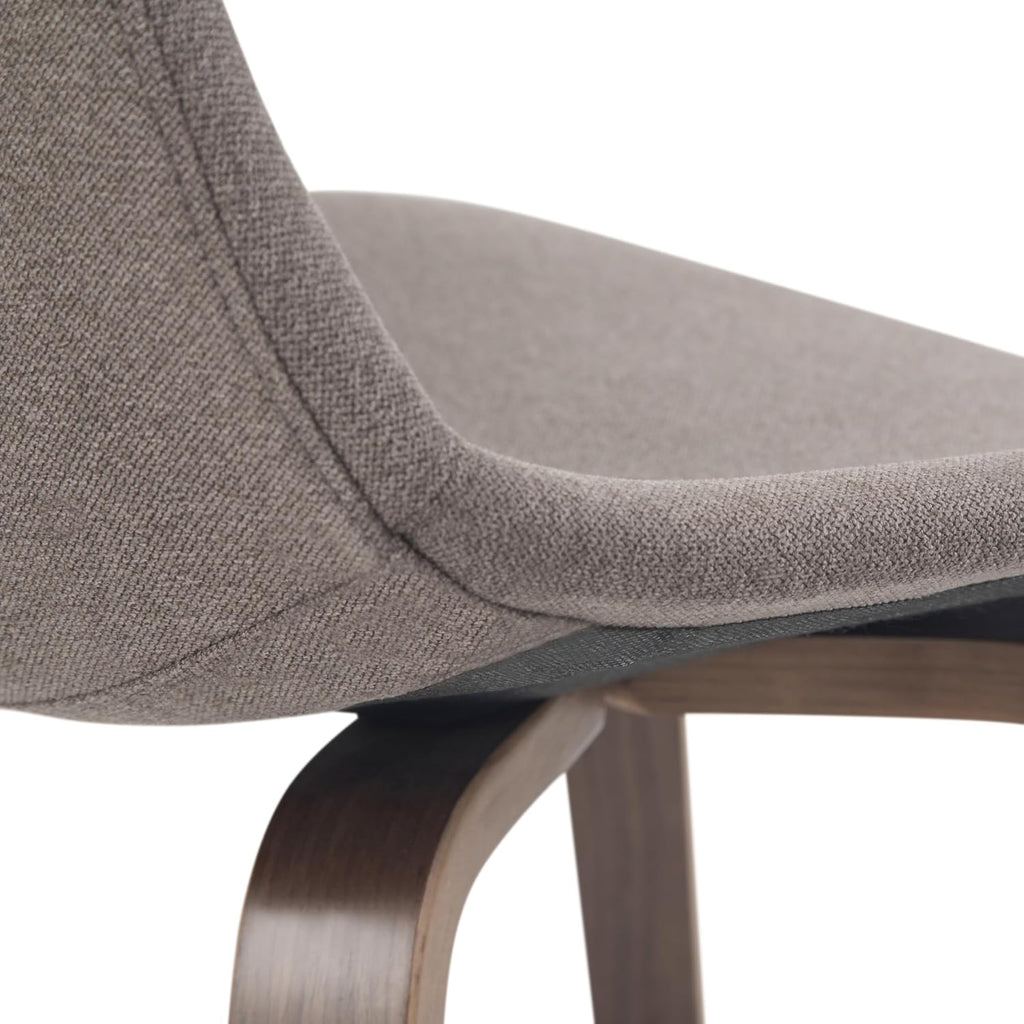 SIMPLIHOME Randolph Counter Stools (Set of 2) - 28 Inch Seat Height Upholstered Bentwood Kitchen Seats in Mocha Woven Fabric, Mid Century Modern Seating with Curved Backrest and Chrome Footrest