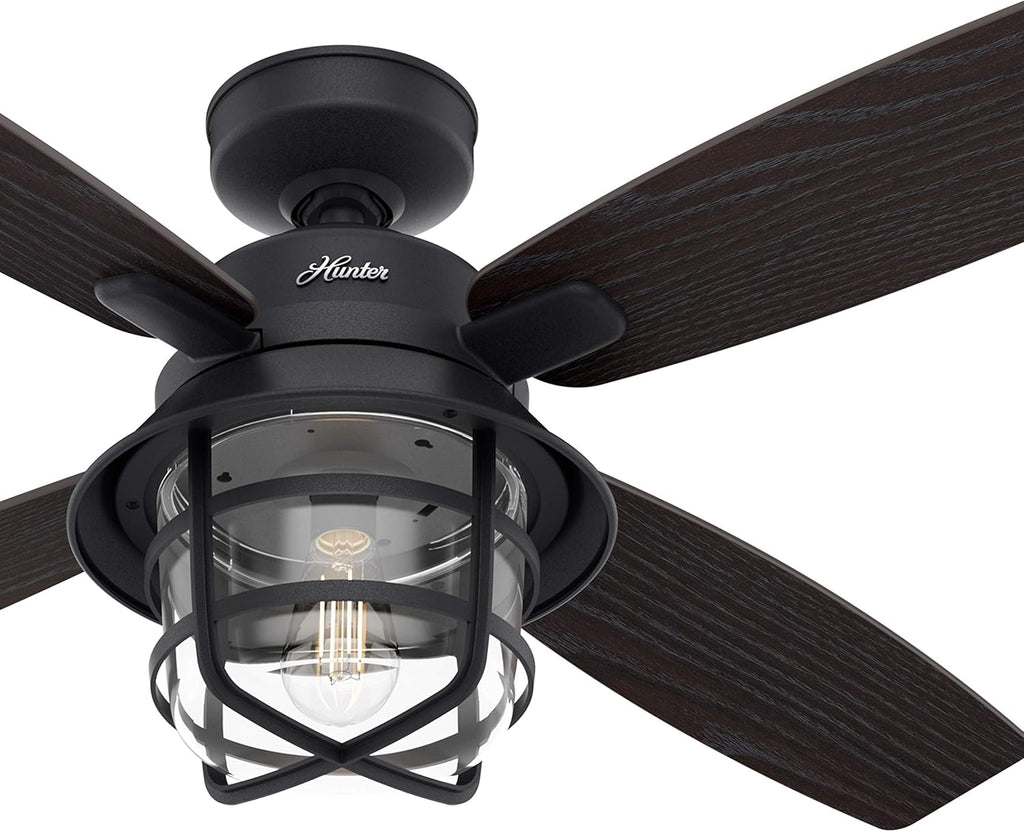 Hunter Fan 52 inch Casual Natural Iron Indoor Ceiling Fan with Light Kit and Remote Control (Renewed)