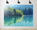 Trykid 20x10ft Turquoise Lake Forest Reflections Backdrop Evergreen Trees Clear Water Photography Background Nature Retreat Pristine Wilderness Party Decoration Photo Booth Prop Fabric