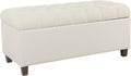 Homepop Home Decor | Tufted Ainsley Button Storage Ottoman Bench with Hinged Lid | Ottoman Bench with Storage for Living Room & Bedroom, Soft Cream, Textured Neutral