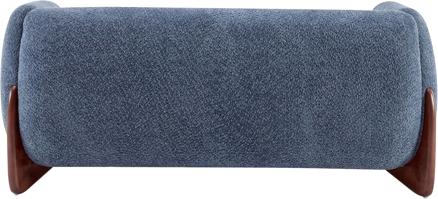 Christopher Knight Home Alma 63' Boucle Loveseat with Wood Legs, 2 Seater Sofa Couches for Living Room, Upholstered Couch Chair, Soft Seating Lounge Sofa Chair, Cozy Loveseat with Armrest, Navy Blue