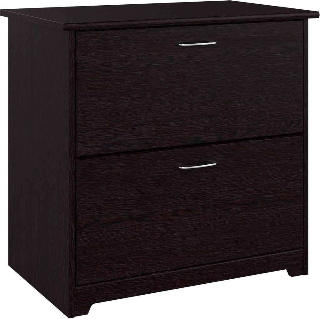 Bush Furniture Lateral File Cabinet - Cabot Collection 2 Drawer File Cabinet with Chrome Hardware | Elegant Filing Cabinet for Home Office, Letters, Legal and A4 Files | Espresso Oak