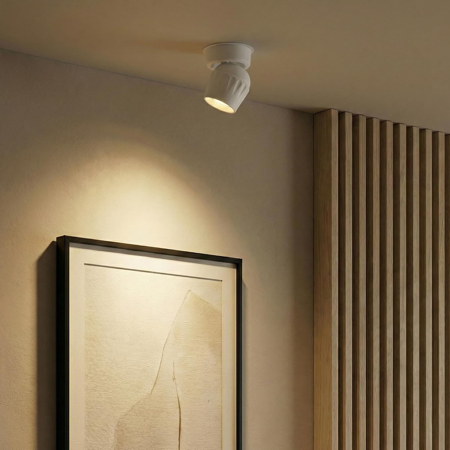 4 Packs LED Dimmable Adjustable Ceiling Spotlight 12W 3000K Aluminum Wired Spotlight Fixtures CRI 97 Surface Mounted Indoor Spot Light for Living Room Hallway Picture Corridor, White