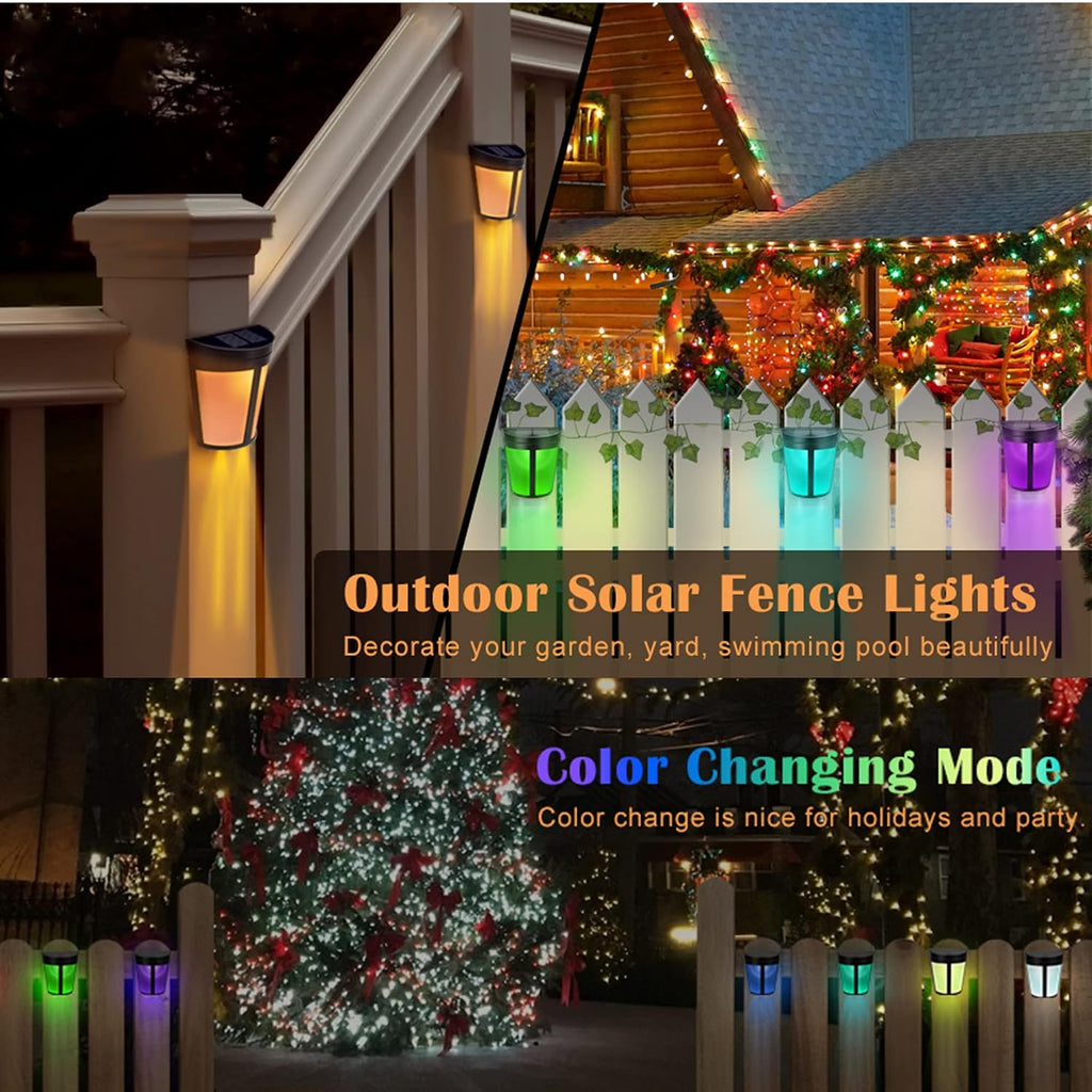 Outdoor Decorative Wall Lamp, RGB 7 Color Glow Solar Lighting Solar Powered IP65 Waterproof Light,Wall Mount Solar Light,for Porch Yard