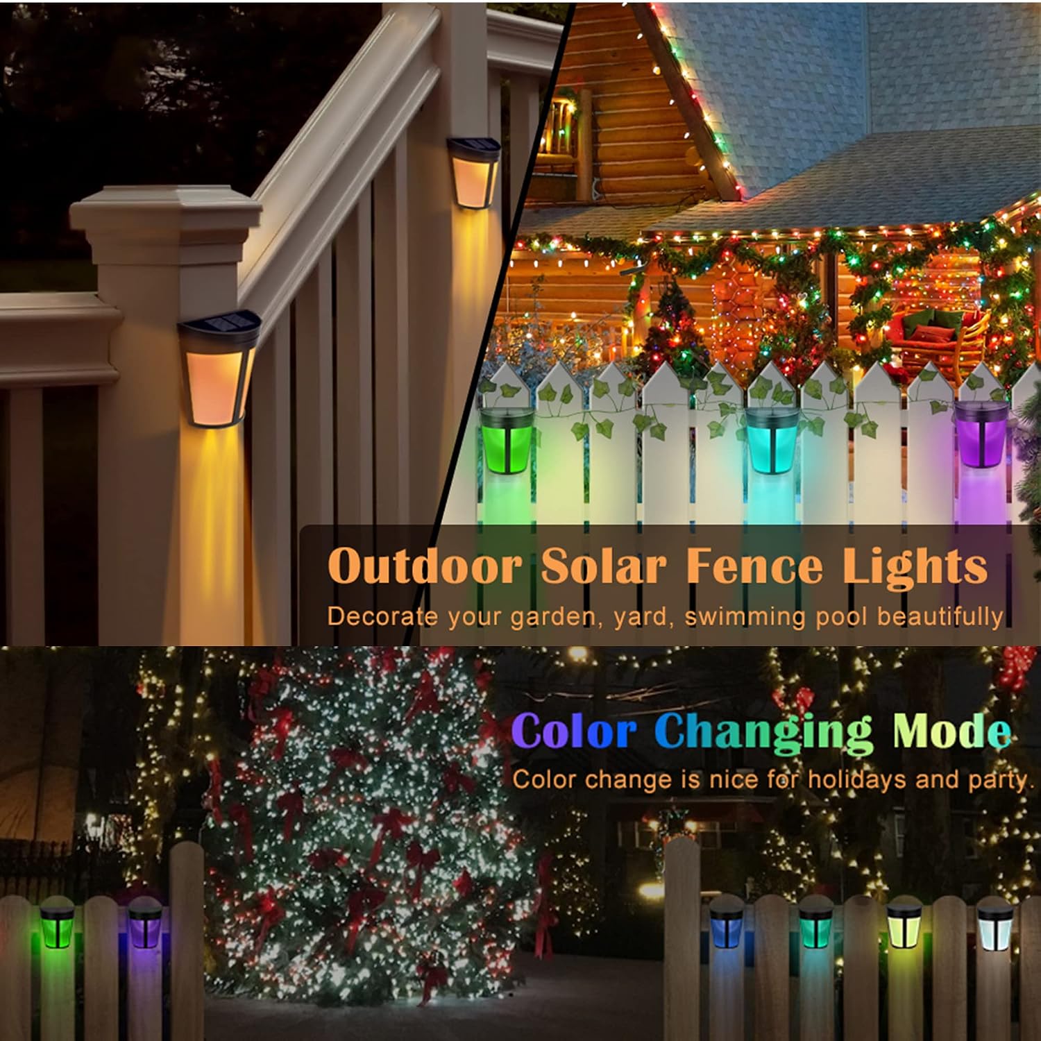 Outdoor Decorative Wall Lamp, RGB 7 Color Glow Solar Lighting Solar Powered IP65 Waterproof Light,Wall Mount Solar Light,for Porch Yard