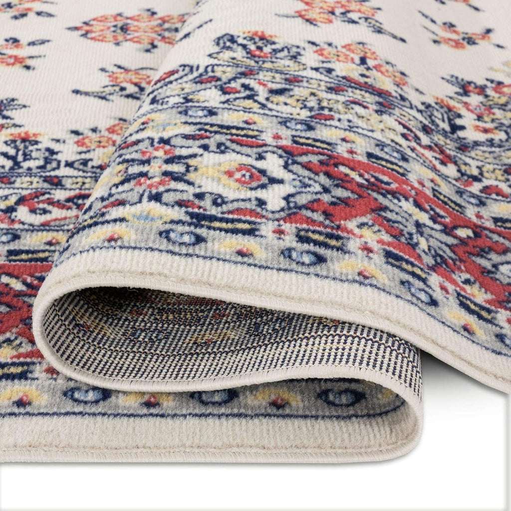 Home Dynamix Premium Sakarya Traditional Medallion Border Area Rug, Ivory/Red, 5'3'x7'5' Rectangle
