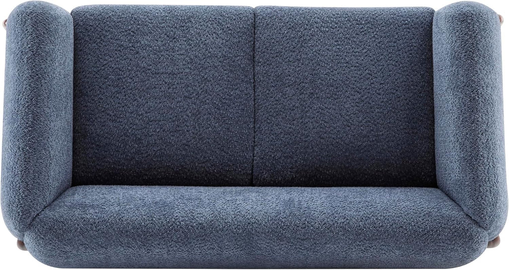 Christopher Knight Home Alma 63' Boucle Loveseat with Wood Legs, 2 Seater Sofa Couches for Living Room, Upholstered Couch Chair, Soft Seating Lounge Sofa Chair, Cozy Loveseat with Armrest, Navy Blue