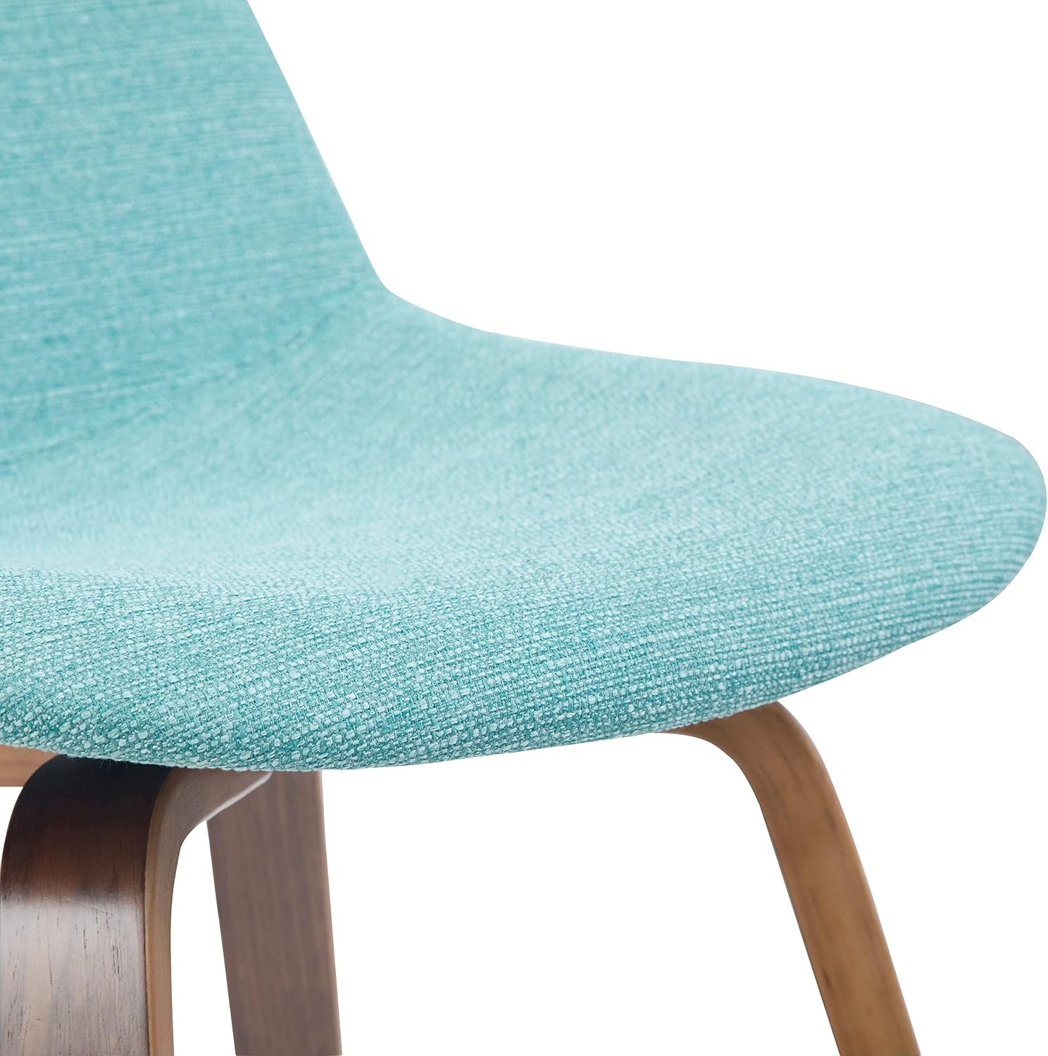 SIMPLIHOME Randolph Counter Stools (Set of 2) - 28 Inch Seat Height Upholstered Bentwood Bar Stools in Aqua Blue Linen Look Fabric, Mid Century Modern Seating with Curved Backrest and Footrest