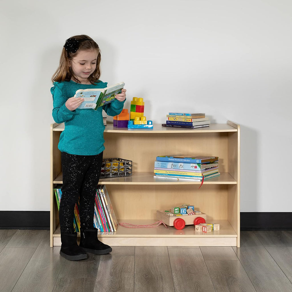 Flash Furniture Hercules Wooden 2 Section School Classroom Storage Cabinet for Commercial or Home Use - Safe, Kid Friendly Design - 24'H x 36'L (Natural)