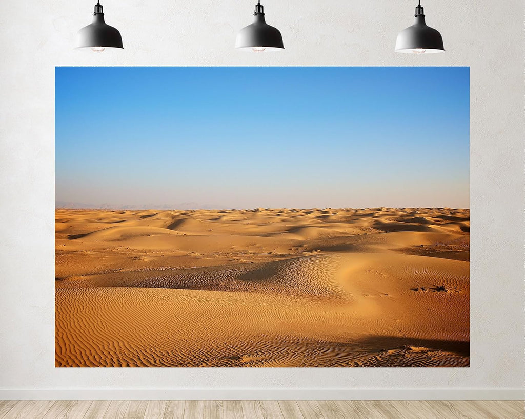 Trykid 20x10ft Golden Dune Desert Plain Backdrop Yellow Sand Wave Clear Sky Arid Land Natural Landscape Photography Background Wilderness Theme Party Decoration Photo Booth Prop Fabric