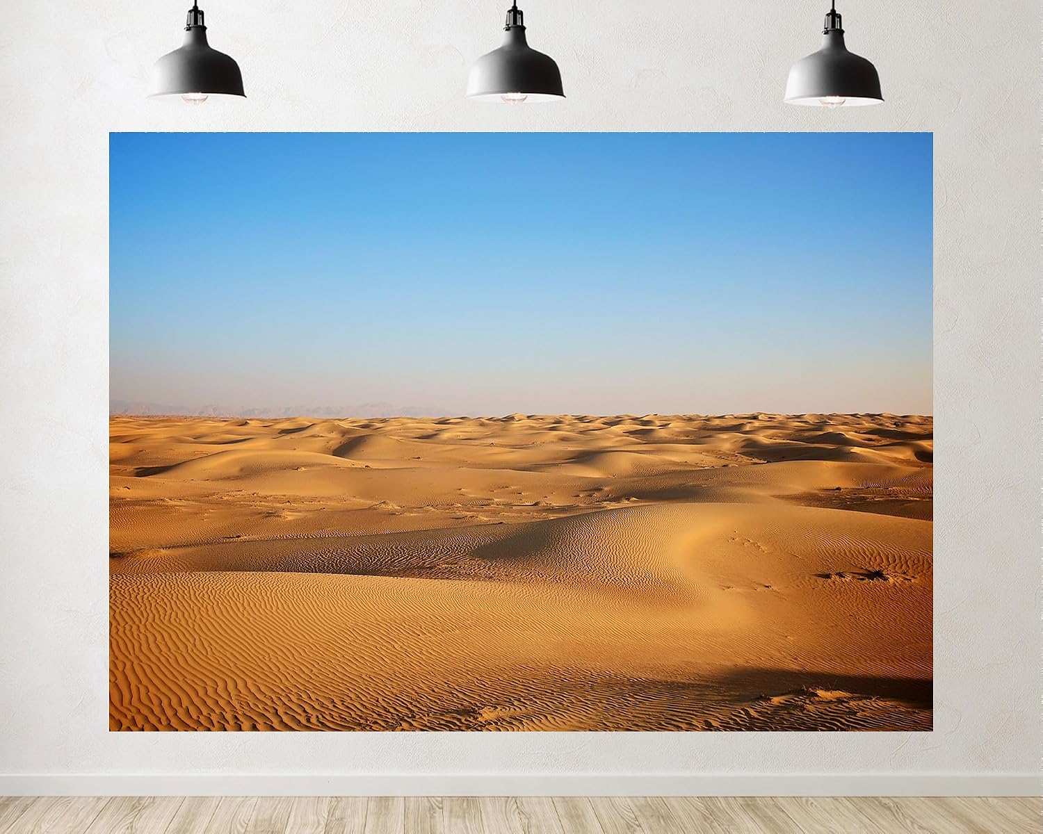 Trykid 20x10ft Golden Dune Desert Plain Backdrop Yellow Sand Wave Clear Sky Arid Land Natural Landscape Photography Background Wilderness Theme Party Decoration Photo Booth Prop Fabric