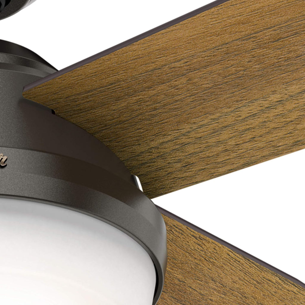 Hunter Fan 52 inch Contemporary Nobel Bronze Indoor Ceiling Fan with LED Light Kit and Remote Control (Renewed)