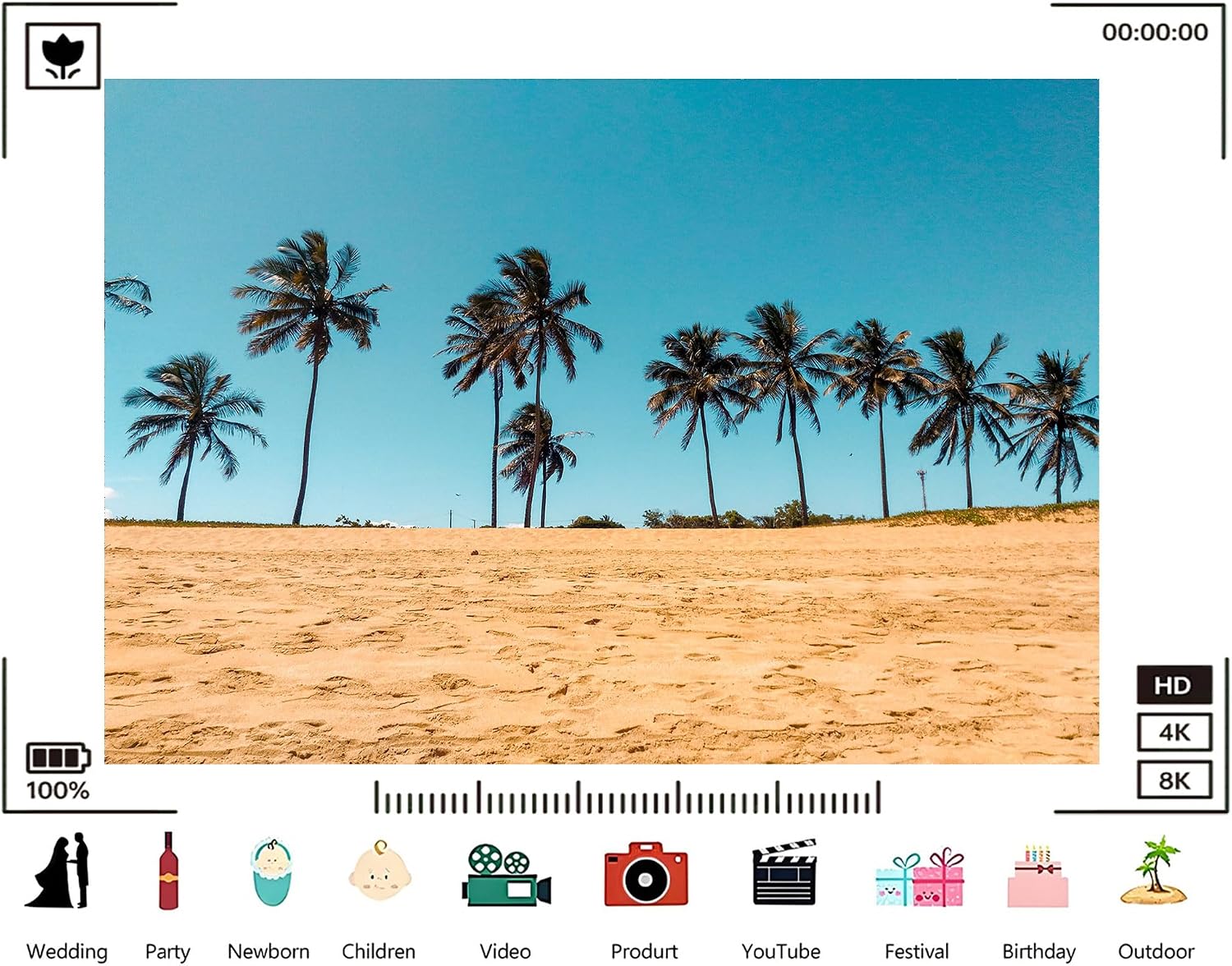 Trykid 20x10ft Palm Tree Beach Coast Backdrop Tropical Seaside Summer Scenery Clear Sky Coastal Landscape Photography Background Beach Theme Event Party Decoration Photo Booth Prop Fabric