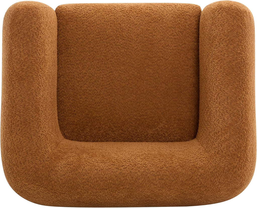 Christopher Knight Home Holly Modern Boucle Fabric Upholstered Club Chair for Living Room, Home Office, Apartment, Relaxing Chair with Removable Cushion and Birch Wood Legs, Caramel Brown + Walnut