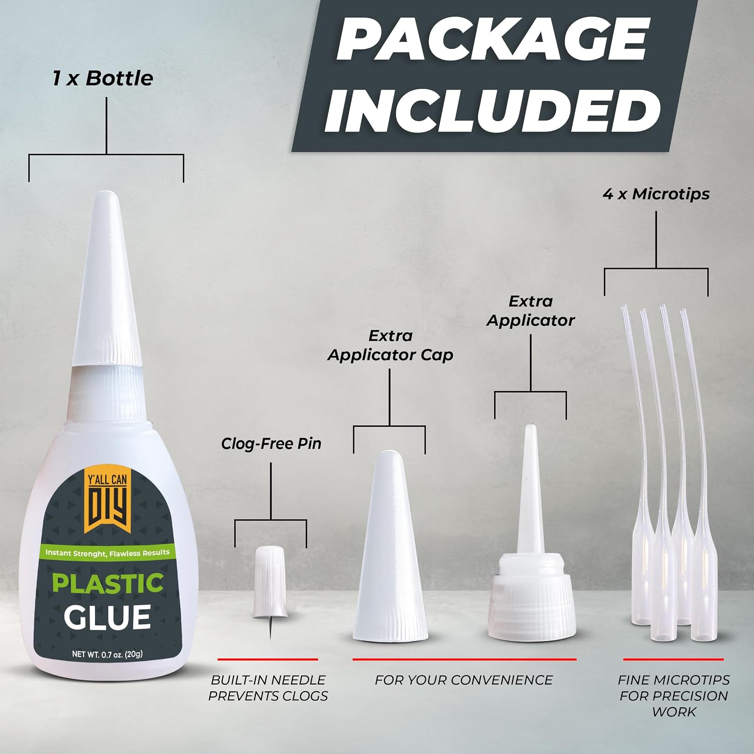 Plastic Glue for Models, Miniatures, Legos, PLA & 3D Printing Repair – Fast Setting Heavy Duty Strong Super Glue for Plastic 20g (144 Pack)