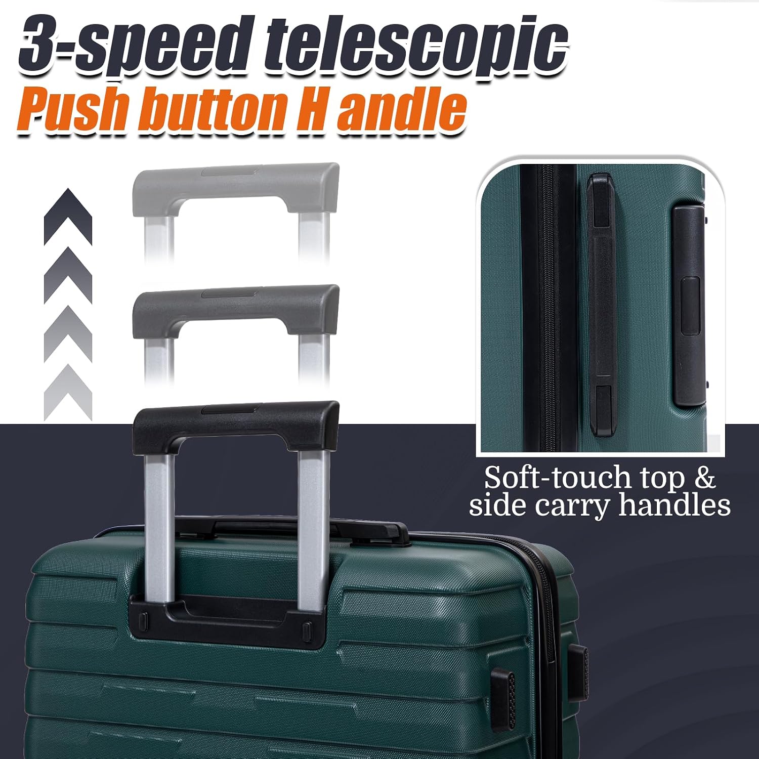Cosbarn Luggage Sets 5 Piece Suitcases with Wheels, Suitcase Set ABS Hard Case Luggage with Lock Spinner Wheels Durable Travel Luggage