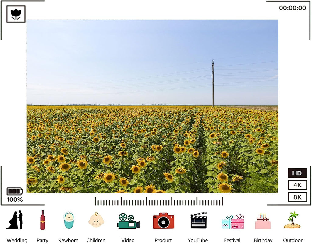 Trykid 20x10ft Sunflower Field Backdrop Golden Blooms Clear Blue Sky Landscape Photography Background Summer Outdoor Party Decoration Farm Event Photo Booth Prop Fabric