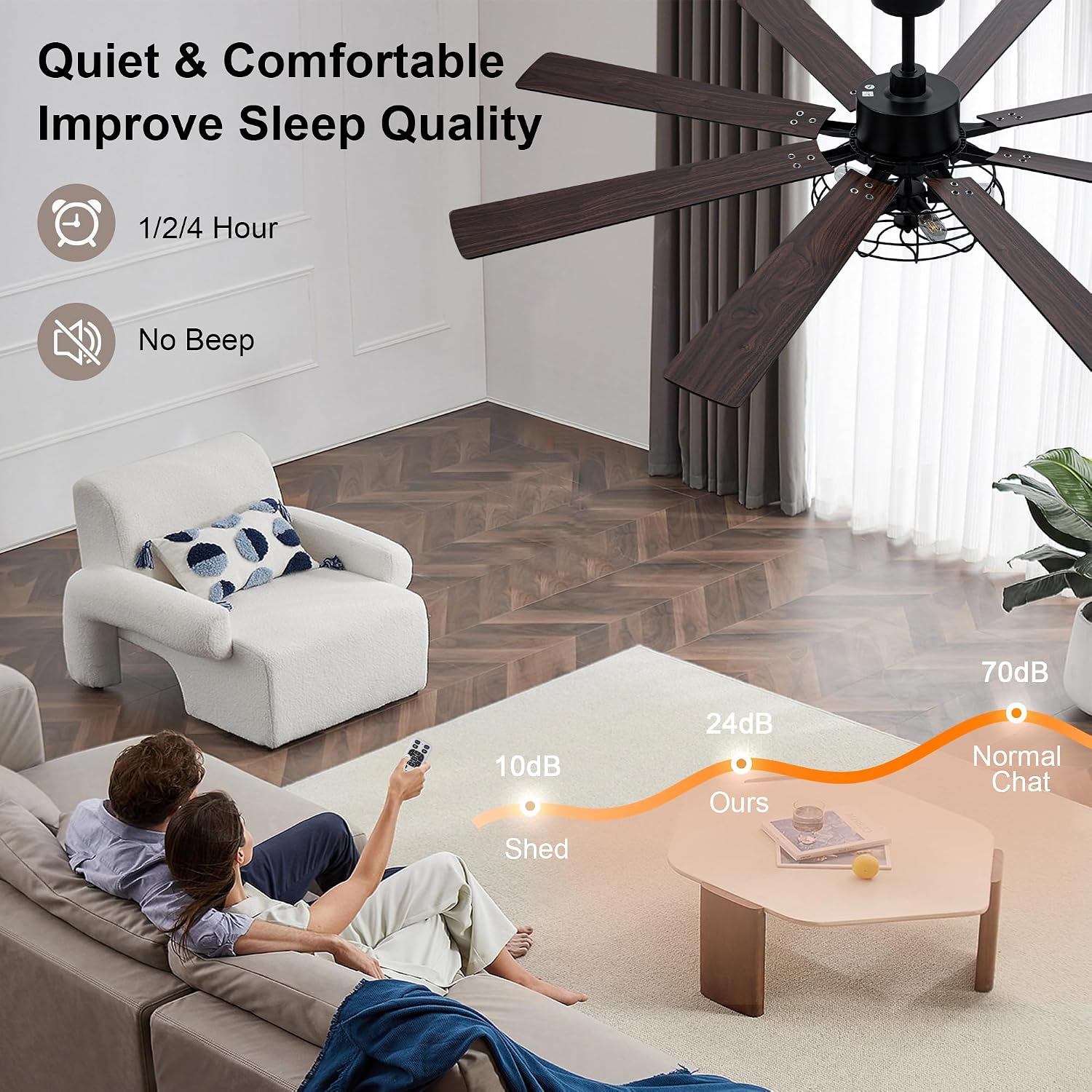 72 Inch Farmhouse Ceiling Fan with Lights and Remote Industrial Caged Ceiling Fan Large Rustic Fandelier Chandelier Light for Indoor Outdoor, 5 E26 Bulbs (Not Included), Reversible 6 Speeds