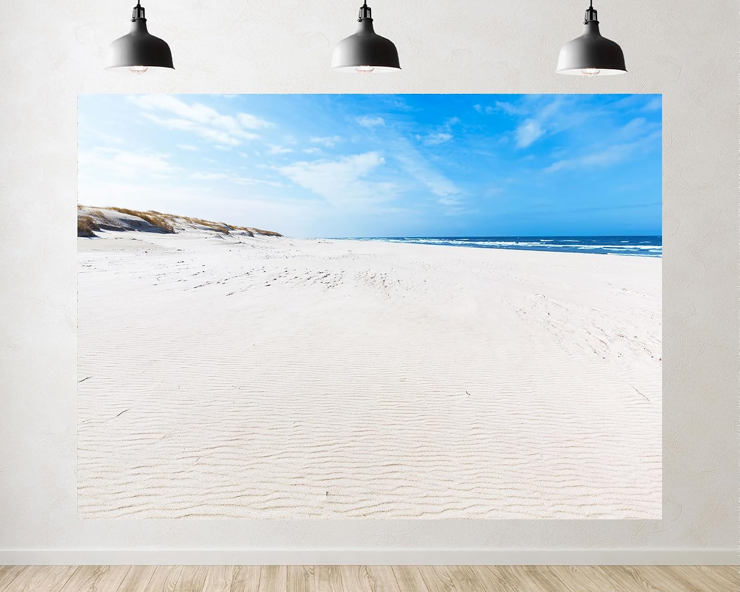 Trykid 20x10ft Endless Sand Dune Backdrop Clear Sky Blue Ocean Photography Background Summer Getaway Tapestry Party Decoration Photo Studio Prop Fabric