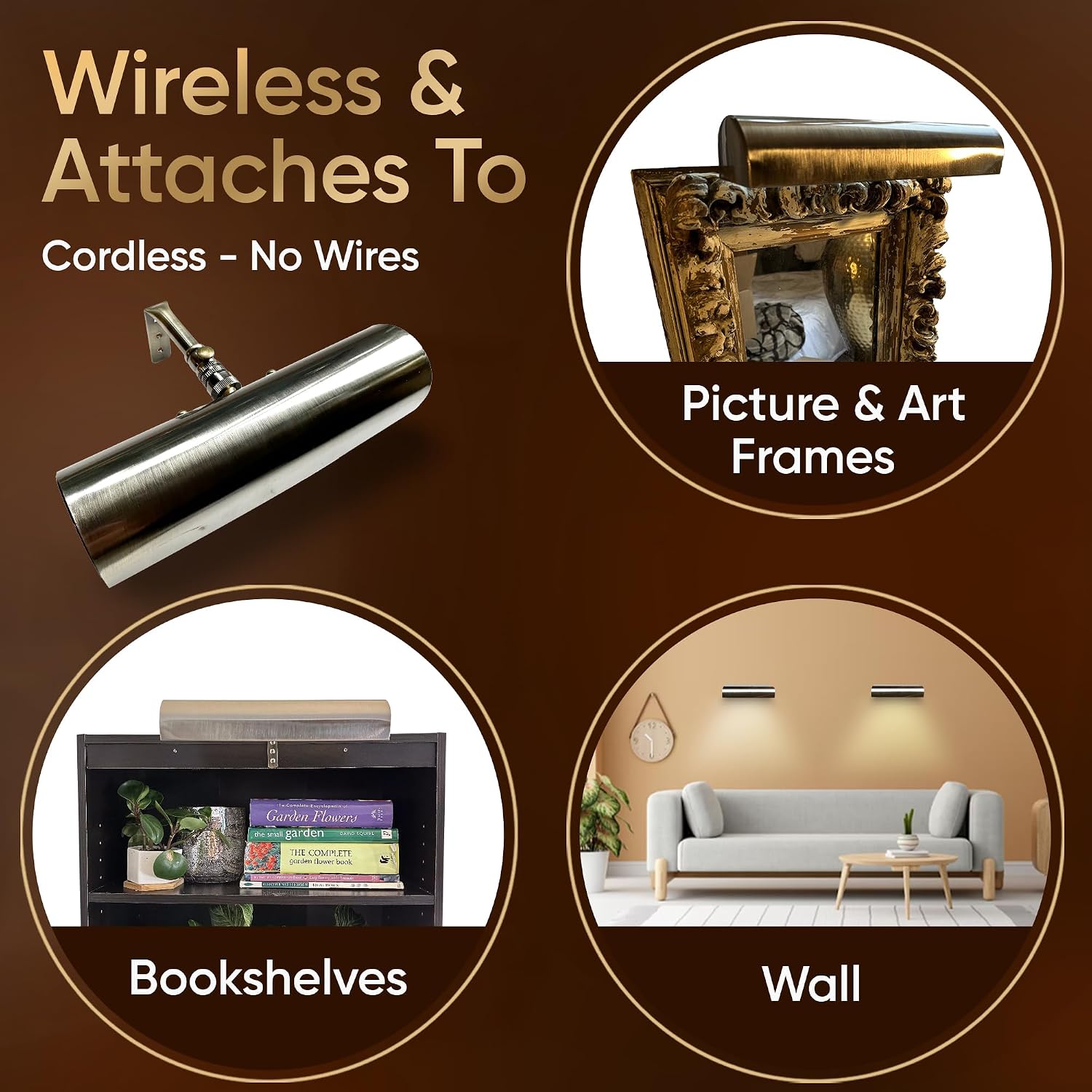 Concepdesigns Picture Light Battery Operated Picture Light, Dimmable Wireless Picture Lights for wall, Art Light, Library Light Battery Operated with Remote Control - 18 inches, Antique Brushed Bronze