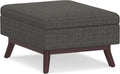 SIMPLIHOME Owen Coffee Table Storage Ottoman - 34' Wide x 19' High Upholstered Tweed Look Fabric Rectangular Lift-Top Ottoman in Ebony, Mid-Century Modern Bench for Living Room with Tapered Legs