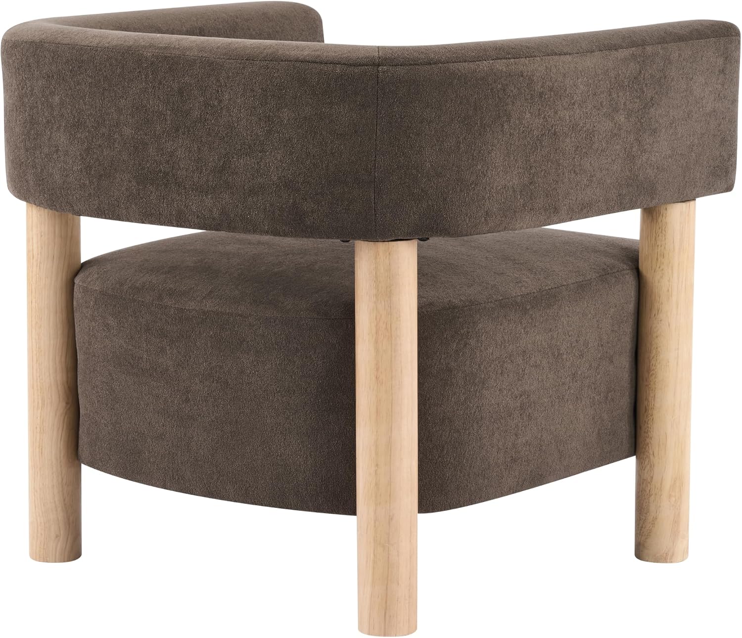 Christopher Knight Home Carly Low Profile Accent Chair, Boucle Upholstered Barrel Chair, Comfy Reading Chair for Bedroom, Wooden Single Lounge Sofa, Dark Brown